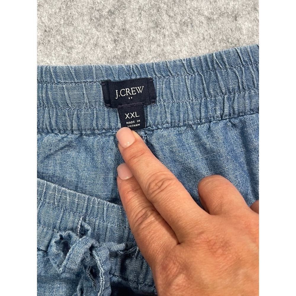 J.CREW Shorts Women's Size XXL Blue Chambray Drawstring Pull-On Pockets Cotton - Picture 9 of 13
